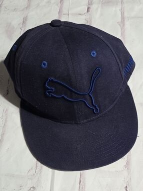 Puma Navy Blue Snapback Hat with Embroidered Logo